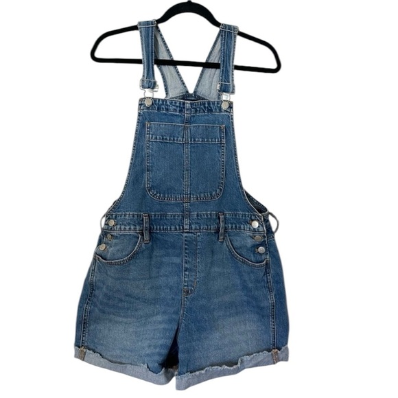 J. Crew Cutoff Denim Short Overalls Womens Medium Blue Cotton - Picture 1 of 7